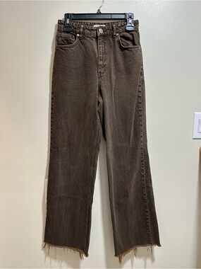 ZARA Women's Brown High Rise Wide Leg Jeans